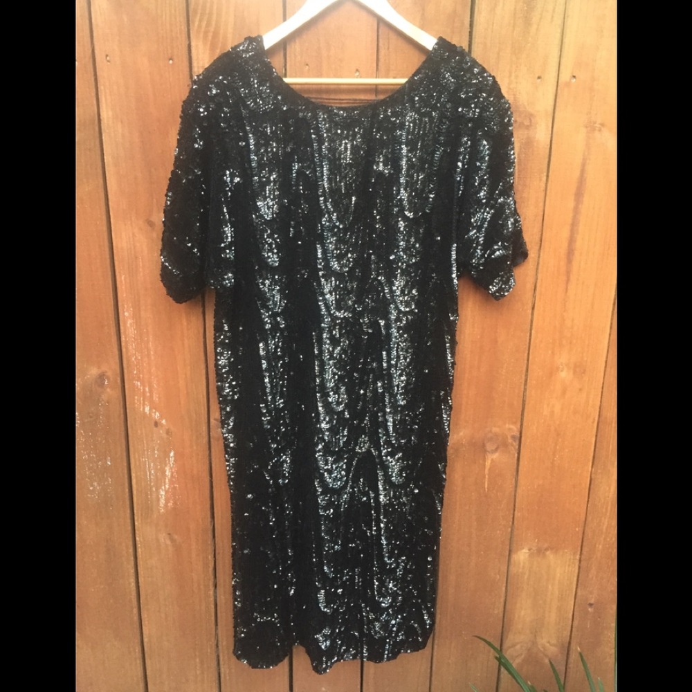 Vintage Swee Lo 1980’s Black Sequin Dress Sequined